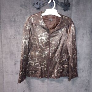 600 West Satin Animal Print Satin Jacket Size Large EUC